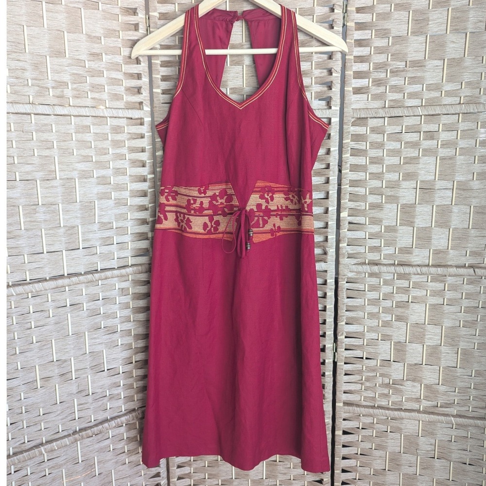VTG Yves Cossette Depeche Mode Red Linen Blend Fit &‎ Flare Halter Mini Dress